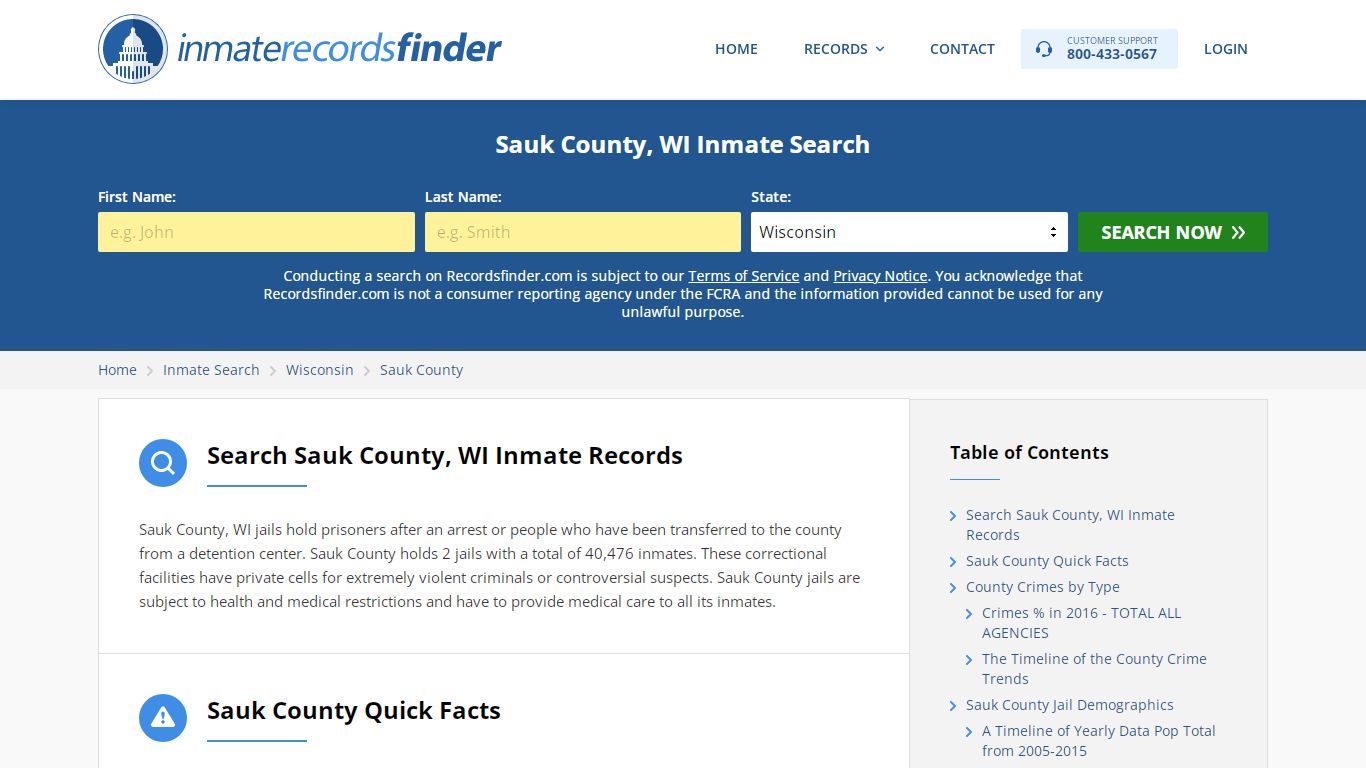 Sauk County, WI Inmate Lookup & Jail Records Online