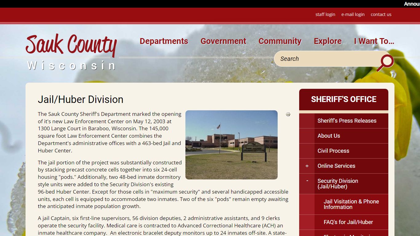 Jail/Huber Division | Sauk County Wisconsin Official Website